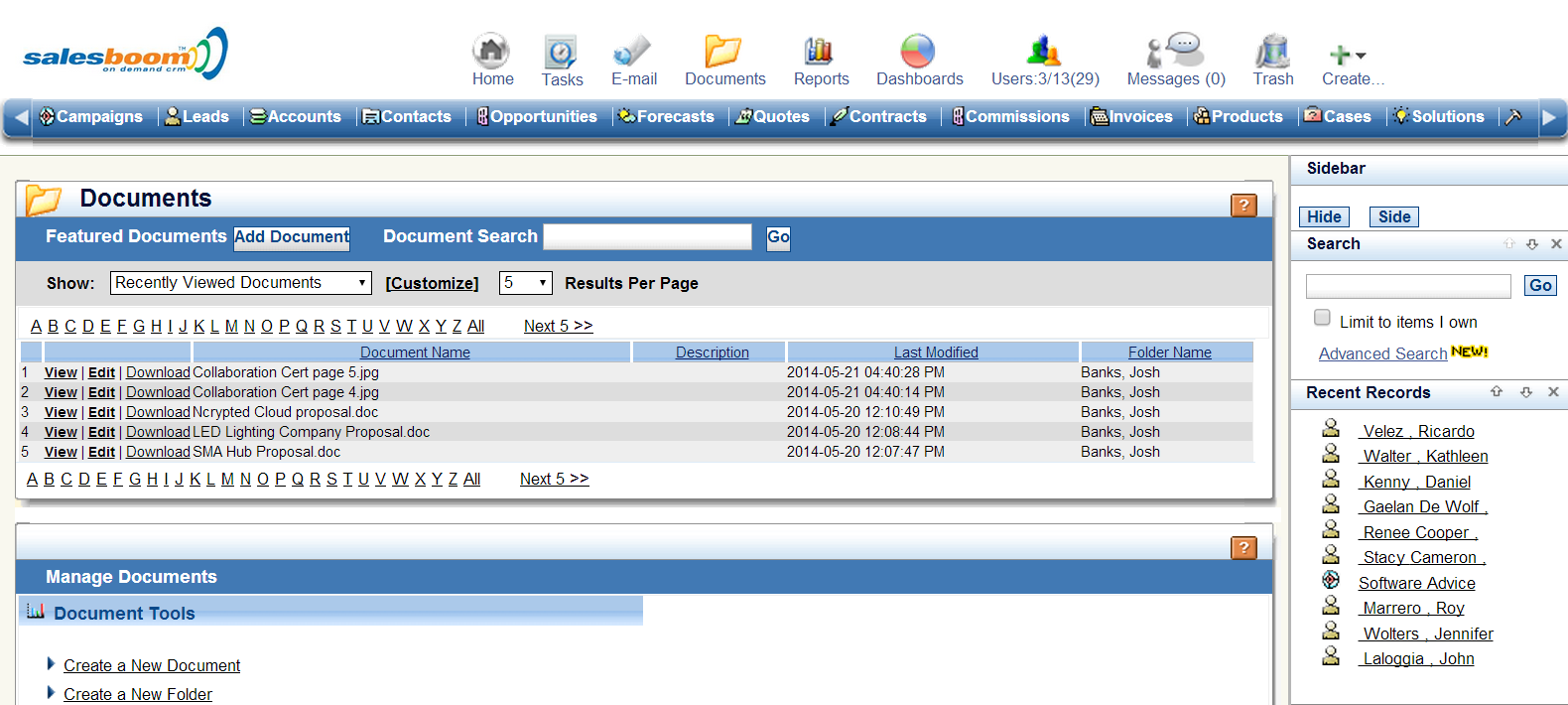 CRM-Document-Management-Software-screenshot | Salesboom Cloud CRM Software