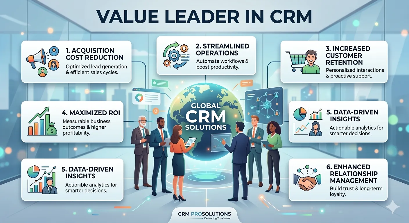 Value Leader in CRM white paper featuring AI-powered CRM, sales automation, and revenue management
