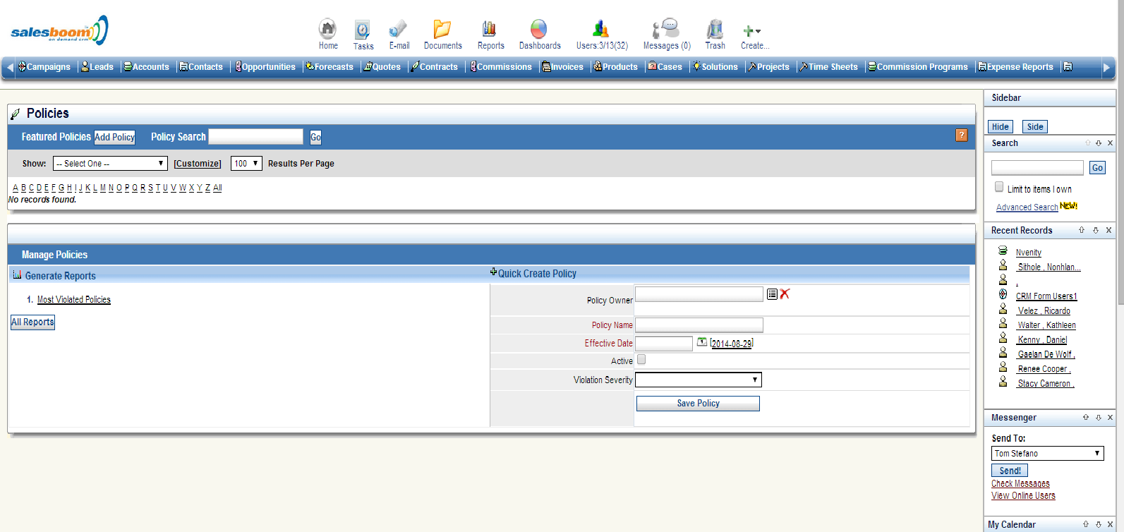 CRM-Corporate-Policy-Management | Salesboom CLoud CRM software