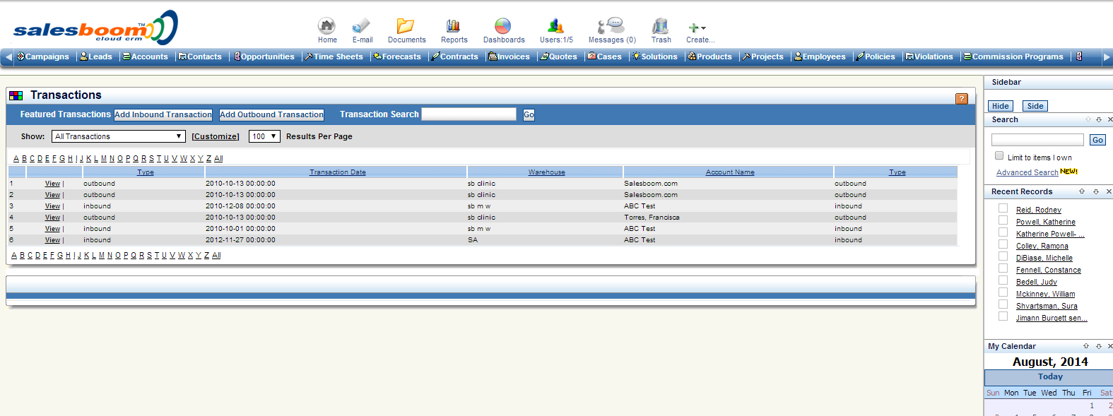 crm-inbound-transactions-screenshot | Salesboom cloud CRM