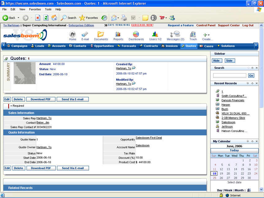 CRM Quote Management-screenshot