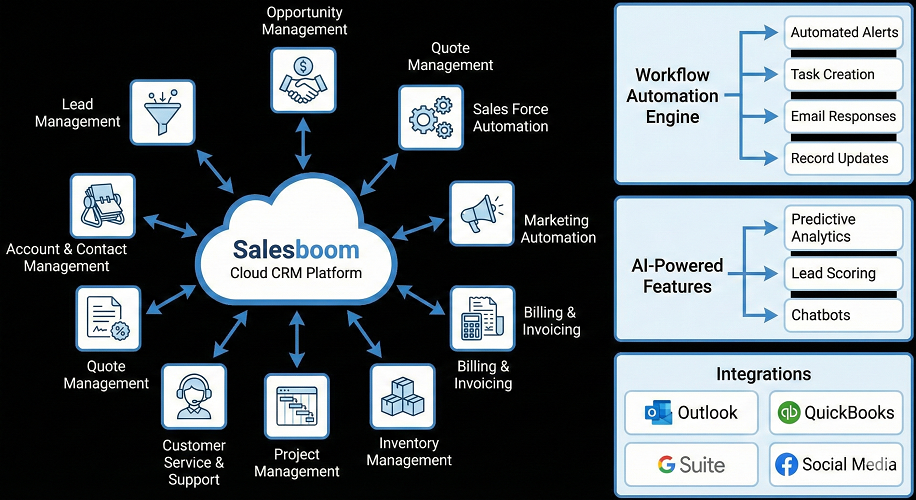 Salesboom CRM workflow management diagram