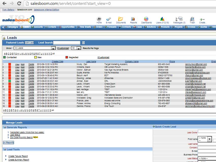 Color Coding Leads on the Cloud CRM Grid